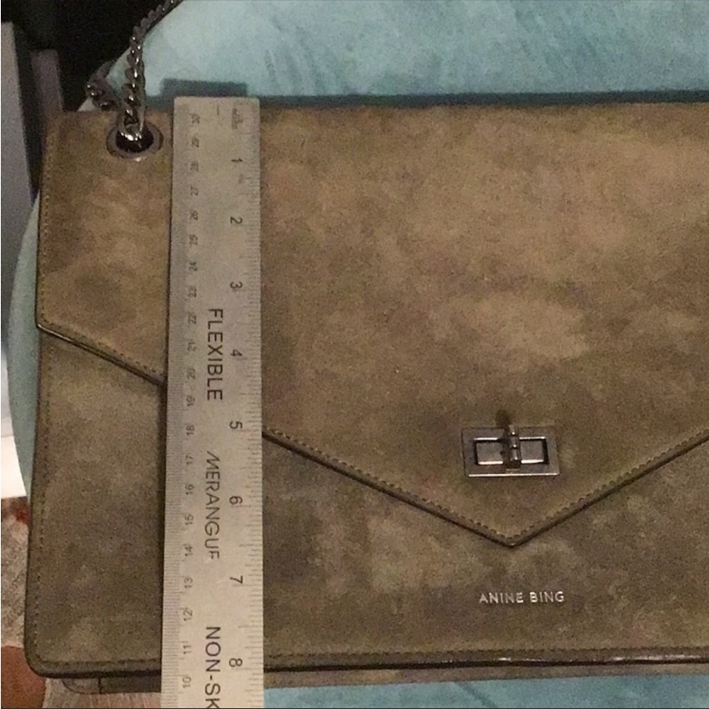 Anine Bing Olive Green Suede Chain Strap Crossbody Bag - Picture 8 of 9